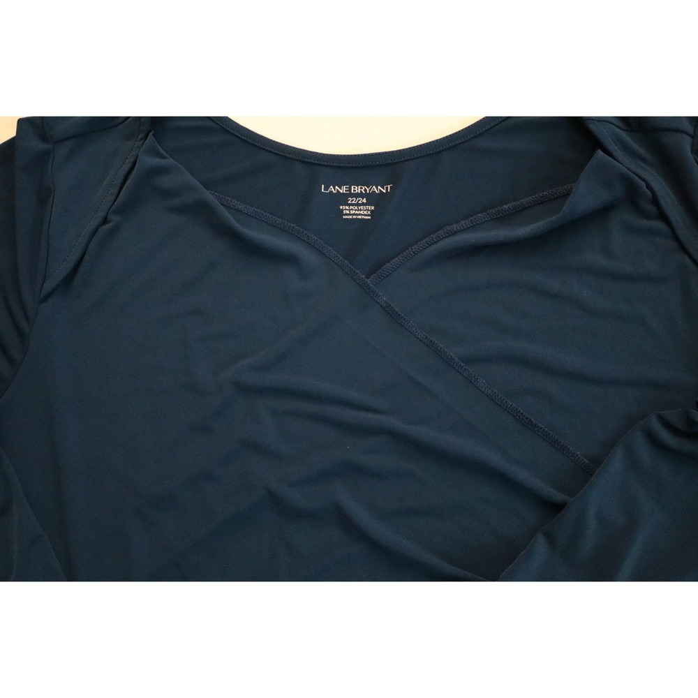 Lane Bryant  Surplice Dark Cyan Faux Wrap Top 3/4 Sleeve Plus Size 22/24